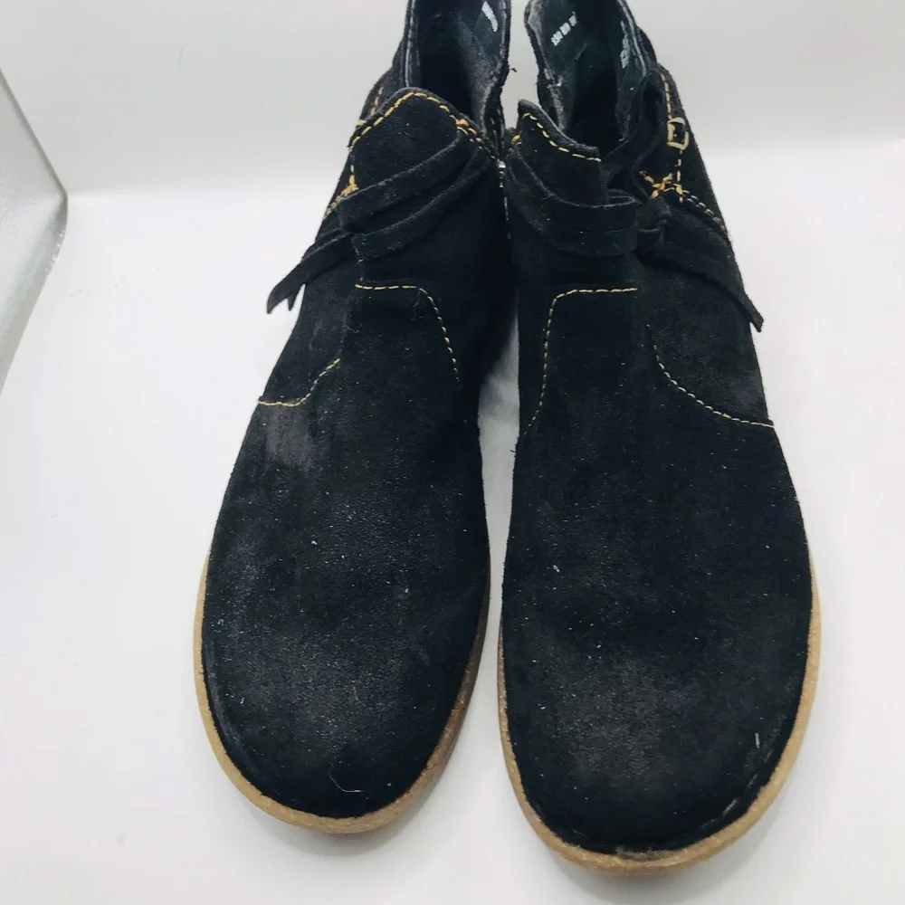 Born Black Suede Ankle Boots with Tan Sole - Picture 6 of 12